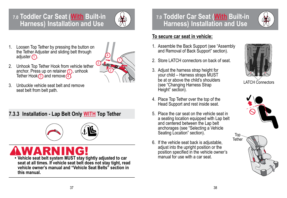 Warning | BabyTrend HYBRID 3-IN-1 User Manual | Page 20 / 48