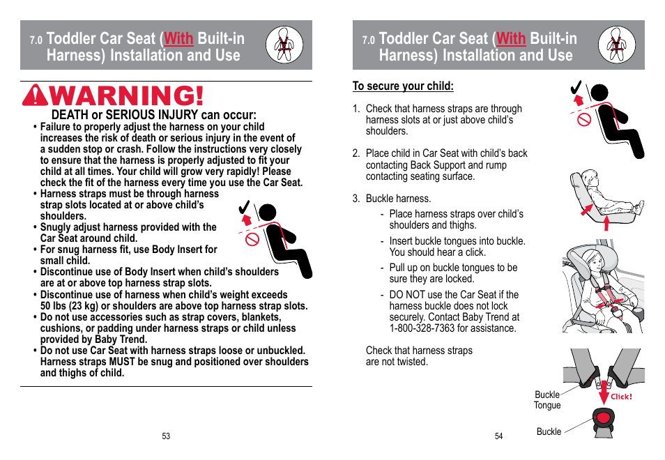 Warning | BabyTrend HYBRID 3-IN-1 User Manual | Page 28 / 48