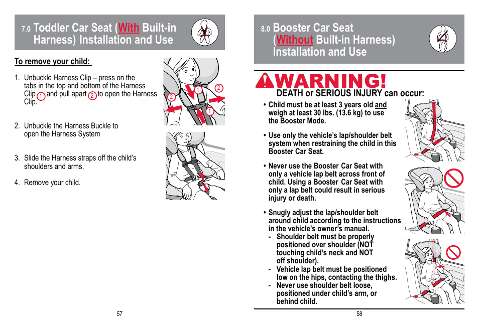 Warning | BabyTrend HYBRID 3-IN-1 User Manual | Page 30 / 48