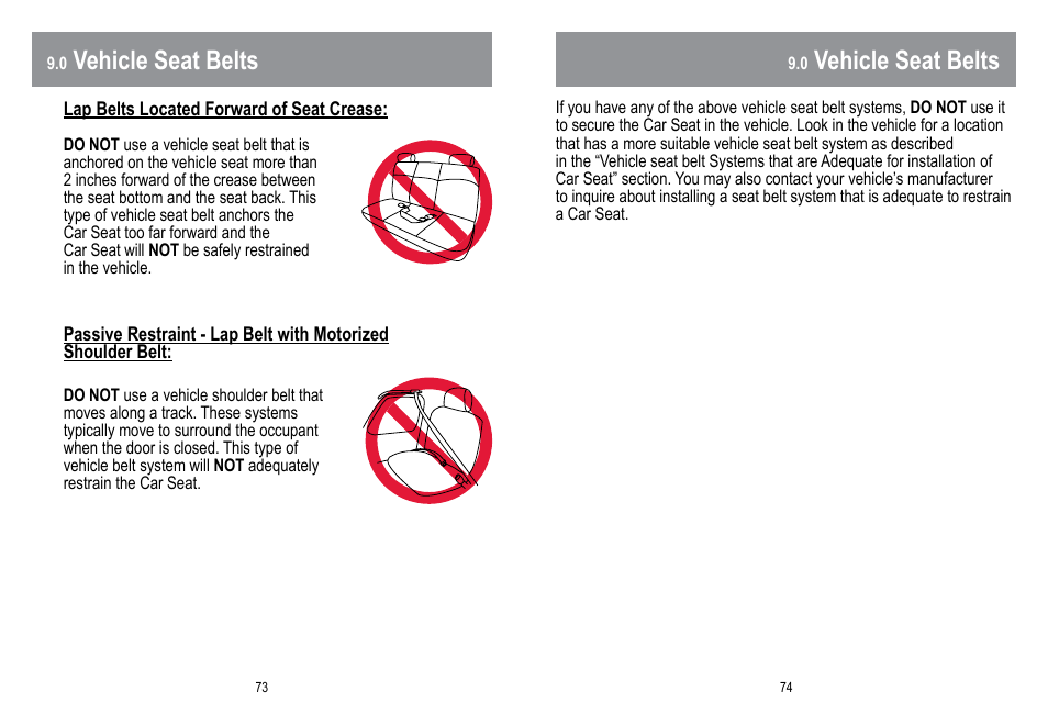 Vehicle seat belts | BabyTrend HYBRID 3-IN-1 User Manual | Page 38 / 48
