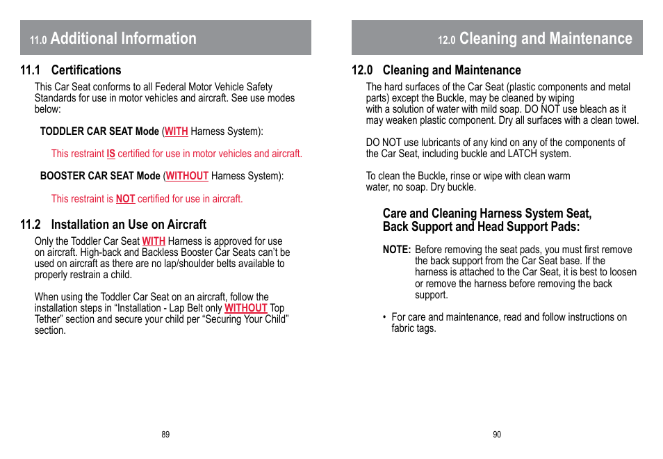 Additional information, Cleaning and maintenance | BabyTrend HYBRID 3-IN-1 User Manual | Page 46 / 48