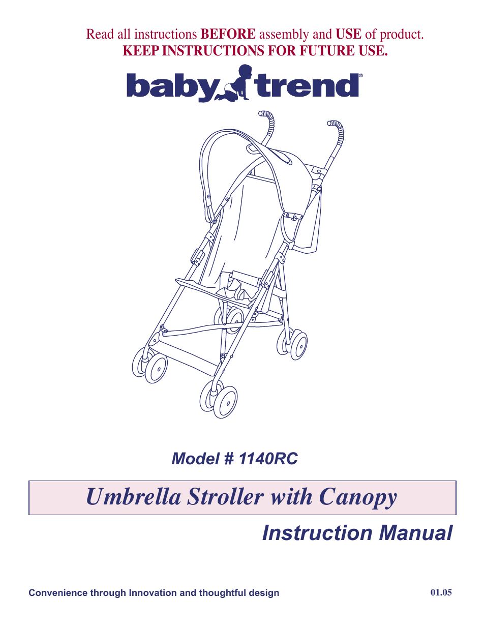 BabyTrend 1140RC - PINK & GREY UMBRELLA User Manual | 4 pages