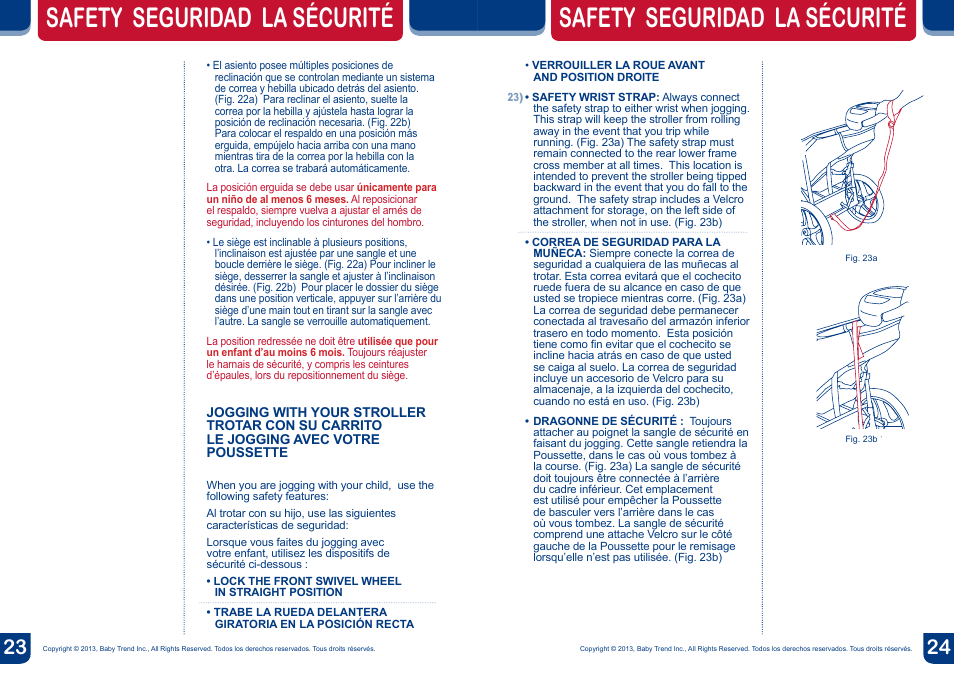 Safety seguridad la sécurité | BabyTrend JG99773 - RANGE JOGGER - MILLENNIUM User Manual | Page 13 / 16