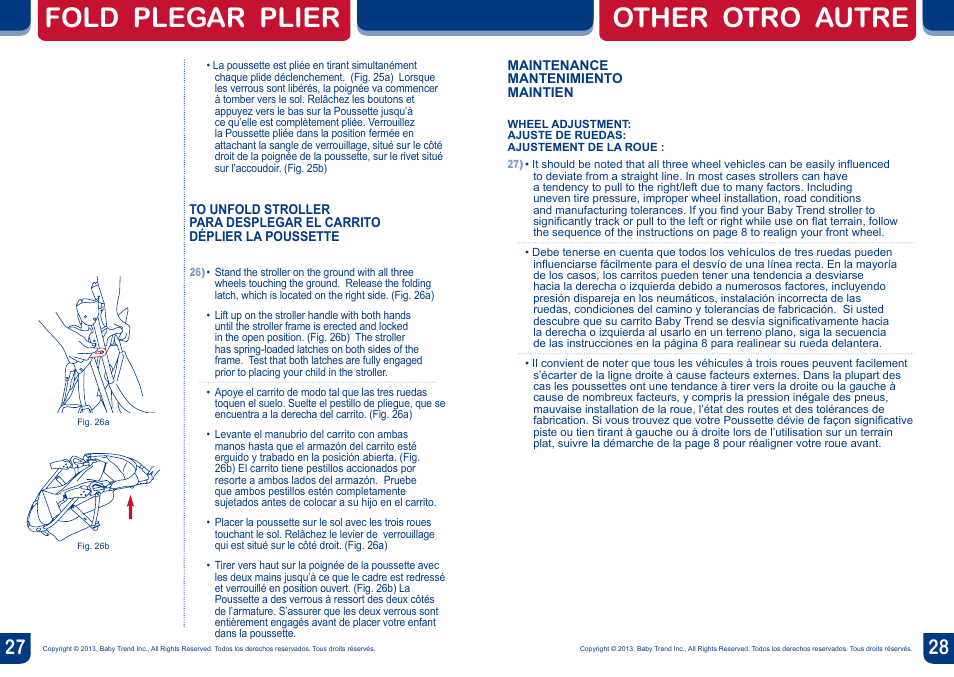 Fold plegar plier, Other otro autre | BabyTrend JG99773 - RANGE JOGGER - MILLENNIUM User Manual | Page 15 / 16