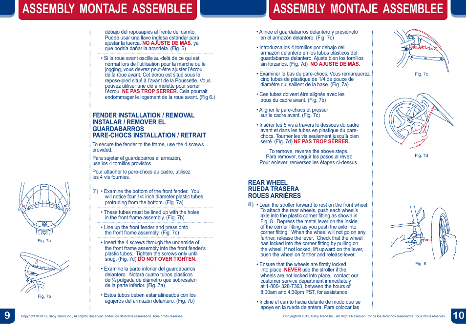 Assembly montaje assemblee | BabyTrend JG99773 - RANGE JOGGER - MILLENNIUM User Manual | Page 6 / 16