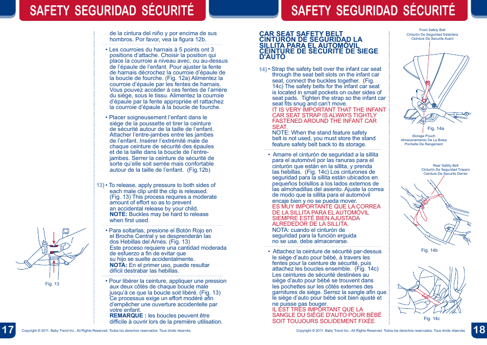 Safety seguridad sécurité | BabyTrend SS66773 - SIT N' STAND ULTRA STROLLER- MILLENIUM User Manual | Page 10 / 16