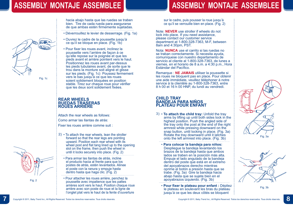 Assembly montaje assemblee | BabyTrend TS37077 - RIDE TRAVEL SYSTEM - TANGO User Manual | Page 5 / 12