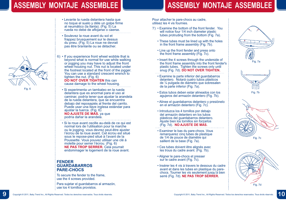 Assembly montaje assemblee | BabyTrend TJ93103 - EXPEDITION ELX TRAVEL SYSTEM - WINDSOR User Manual | Page 6 / 16