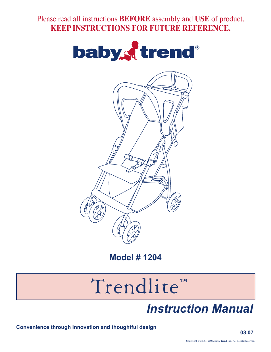 BabyTrend 1204 - TRENDLITE User Manual | 5 pages