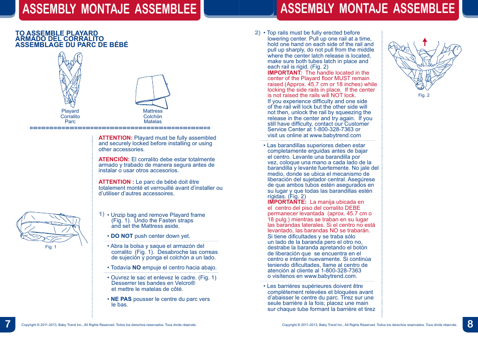 Assembly montaje assemblee | BabyTrend PY81956 - NURSERY CENTER - VICTORIA User Manual | Page 5 / 12