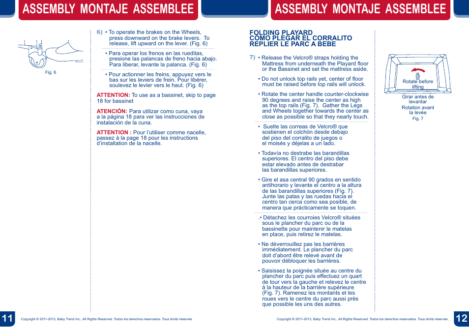 Assembly montaje assemblee | BabyTrend PY81956 - NURSERY CENTER - VICTORIA User Manual | Page 7 / 12