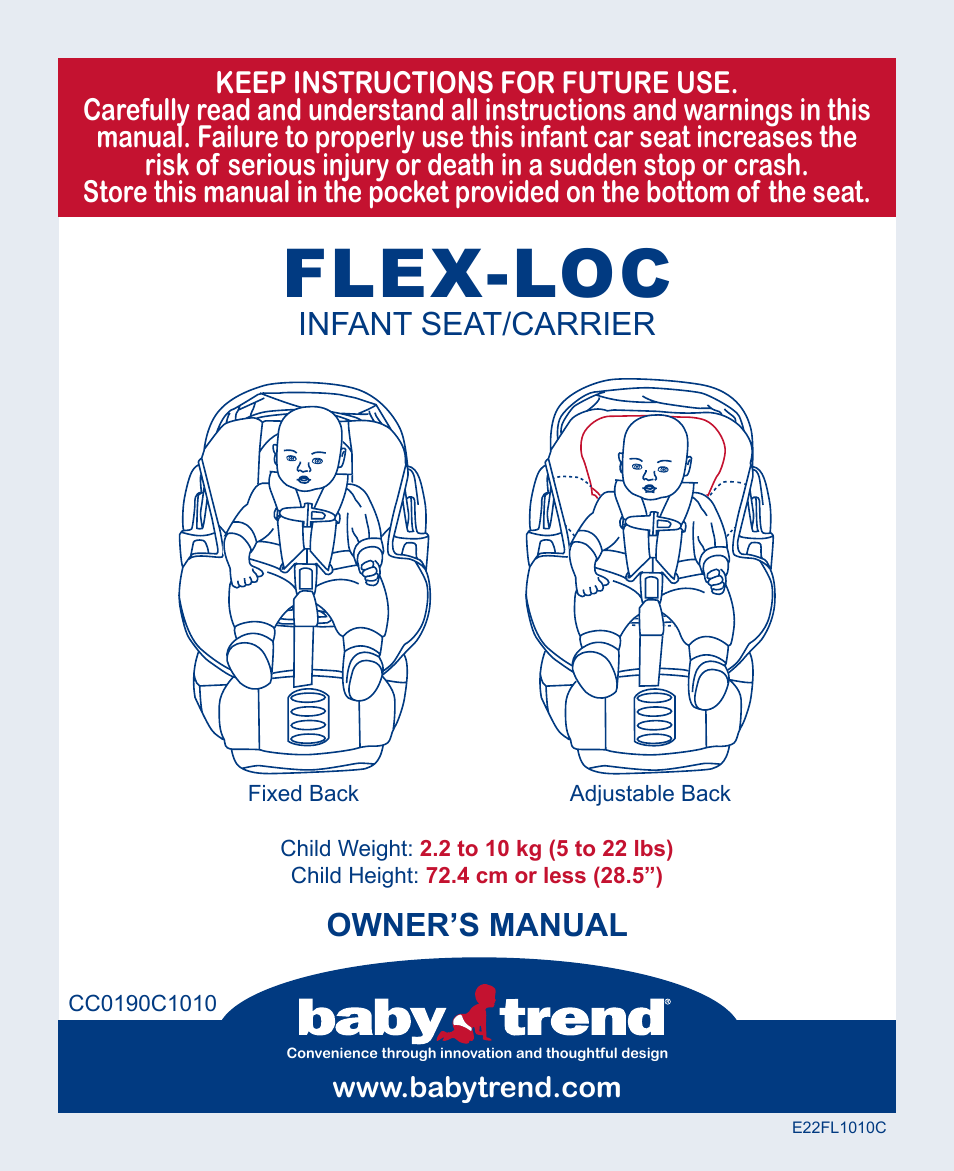 BabyTrend CC21095 - FLEX-LOC INFANT CAR SEAT - SONIC User Manual | 27 pages