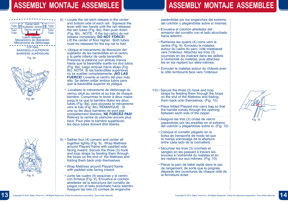 Assembly montaje assemblee | BabyTrend PY81988 - NURSERY CENTER - ZUMA User Manual | Page 8 / 12
