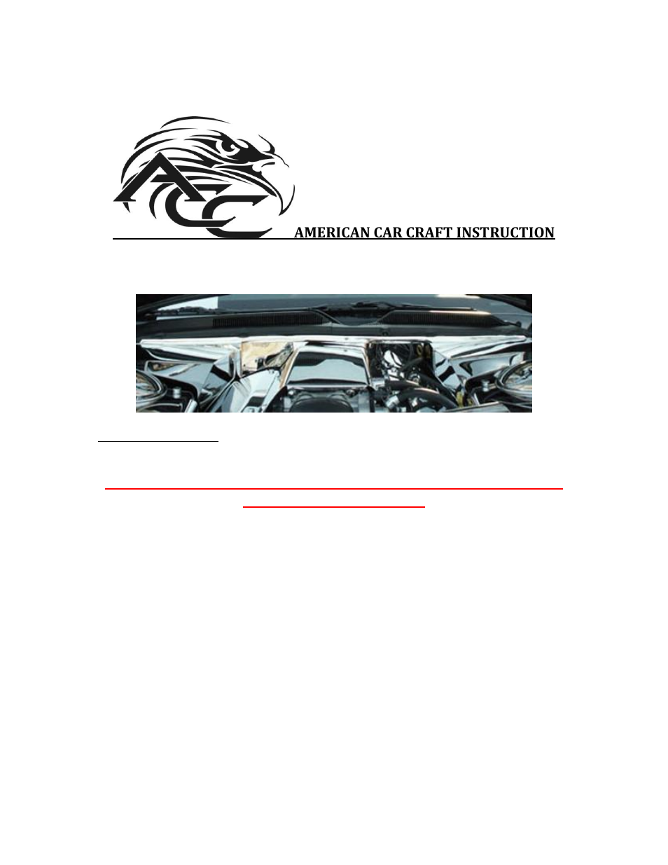 American Car Craft Mustang False Firewall Polished V6 & GT 2005-2009 User Manual | 2 pages