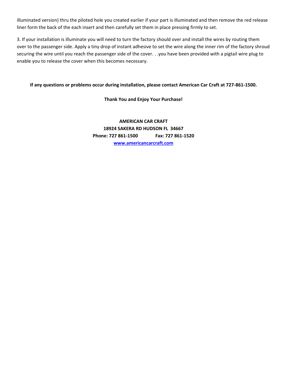 American Car Craft Corvette Engine Shroud Side Inserts 2Pc Perforated 2009-2013 ZR1 only User Manual | Page 2 / 2