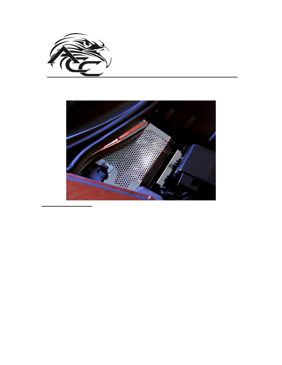 American Car Craft Corvette Battery Cover Perforated 2008-2013 C6+GS User Manual | 3 pages