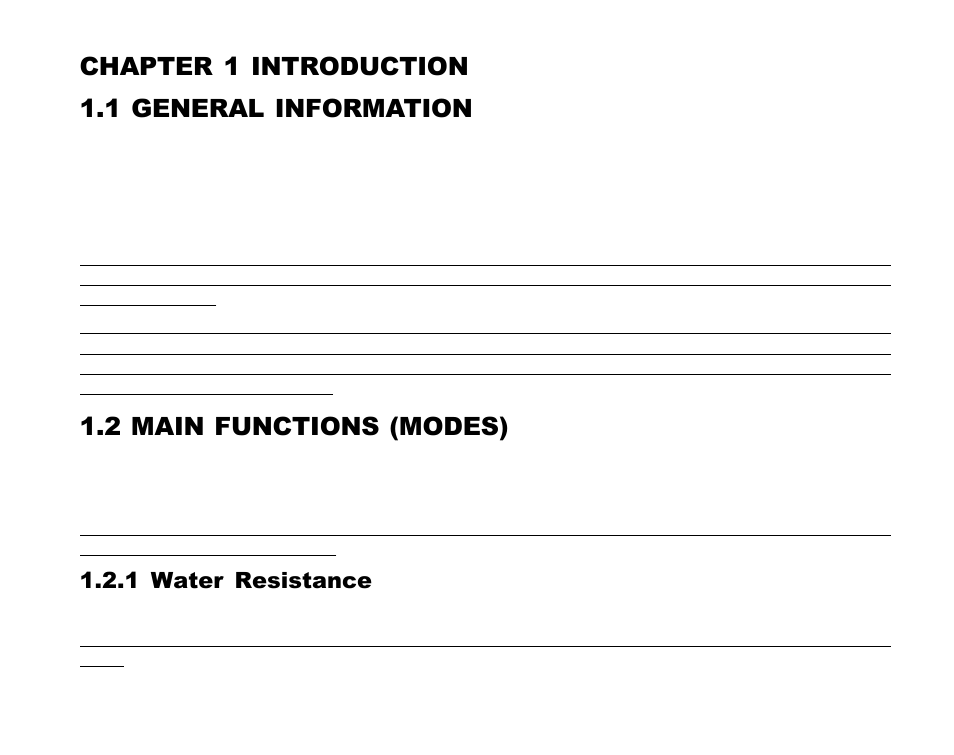 Chapter 1 introduction, 1 general information, 2 main functions (modes) | Chapter 1 introduction 1.1 general information, 1 water resistance | SUUNTO Advizor User Manual | Page 12 / 470