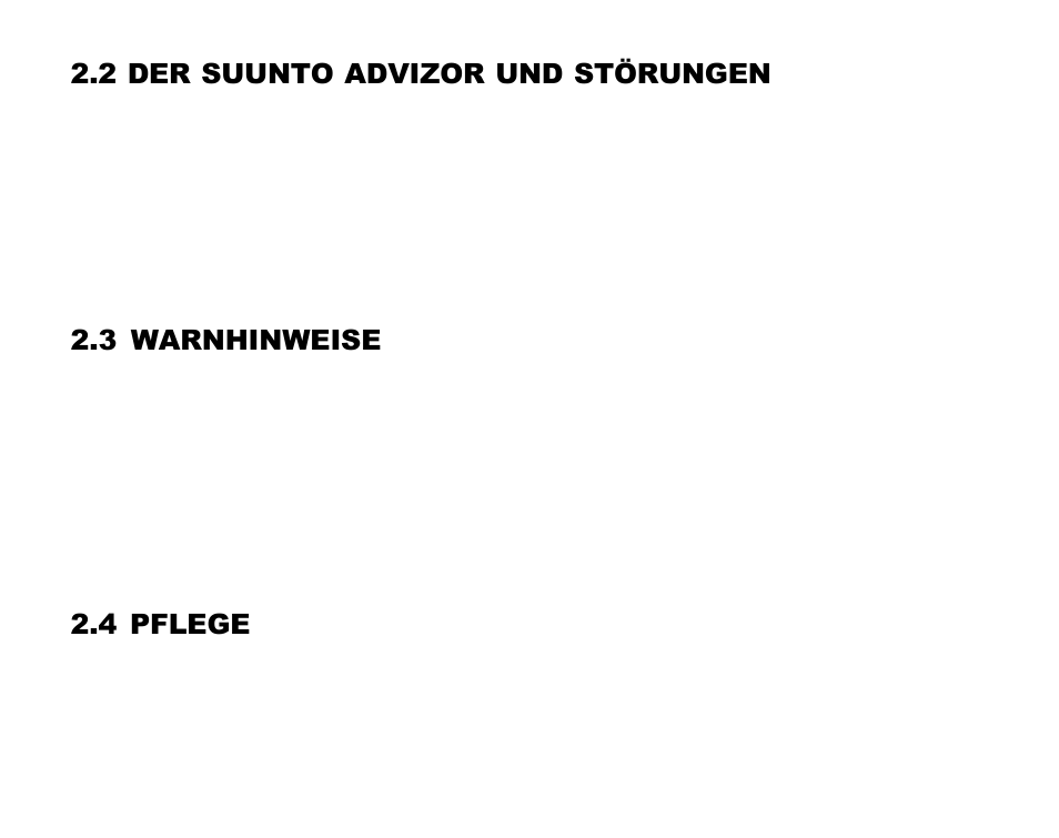 2 der suunto advizor und störungen, 3 warnhinweise, 4 pflege | SUUNTO Advizor User Manual | Page 135 / 470