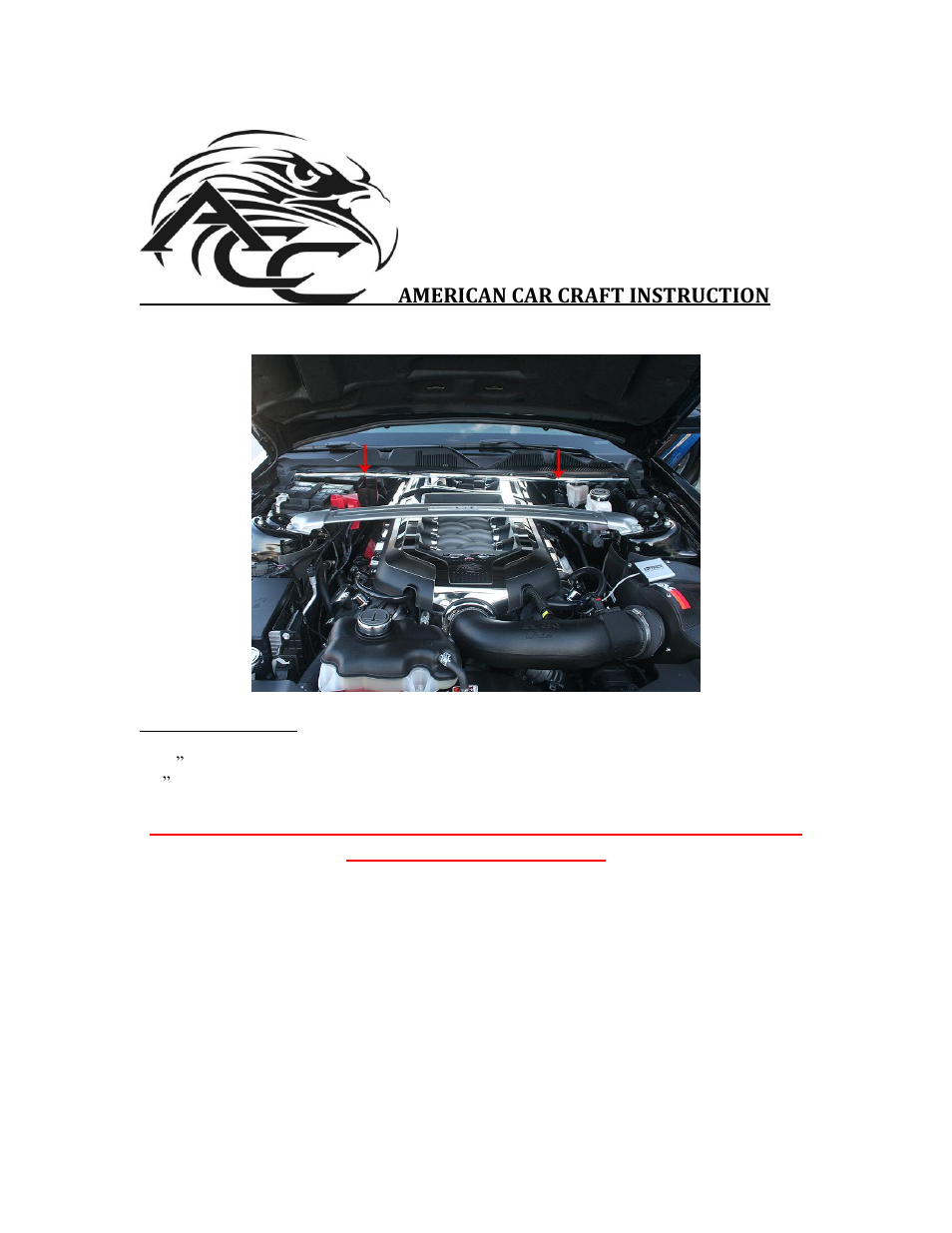 American Car Craft Mustang False Firewall Brushed V8 & GT 5.0 2011-2012 User Manual | 2 pages
