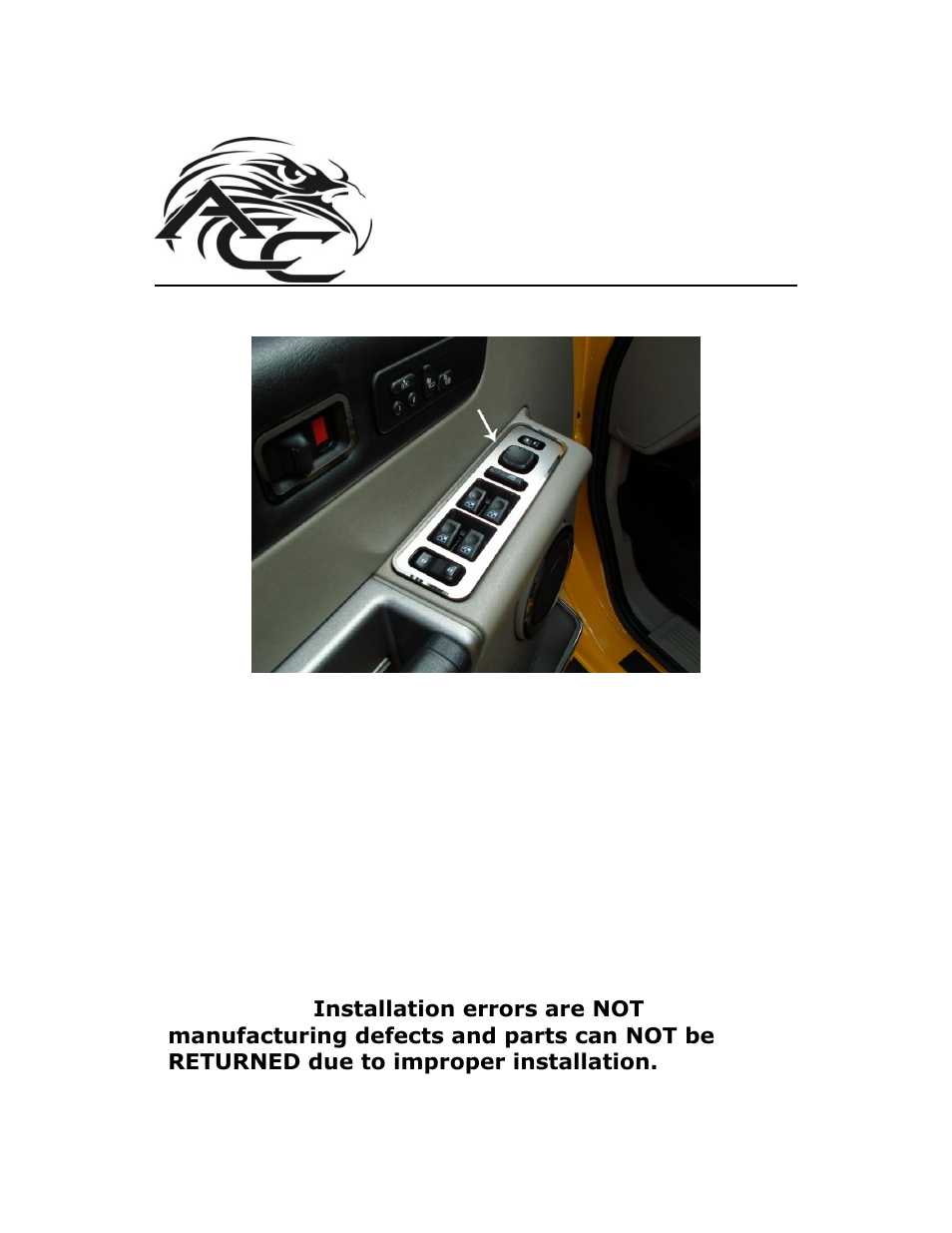 American Car Craft Hummer H2 Door Arm Control Plates Brushed w_Polished Rings 4Pc 2003-2007 User Manual | 2 pages