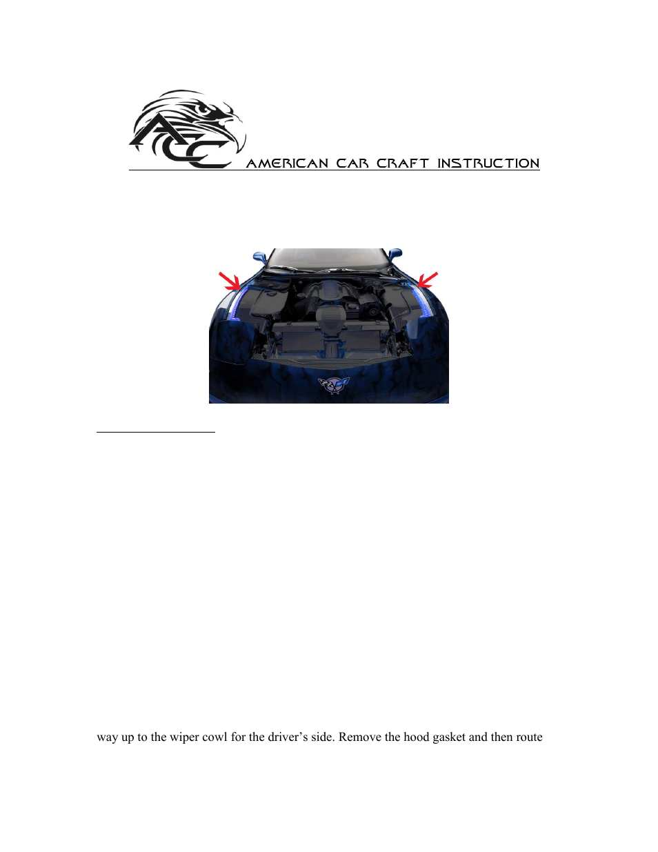 American Car Craft Corvette Inner Fender Liners 4Pc w_Illuminated Top Caps Polished 1997-2004 C5 & Z06 User Manual | 2 pages