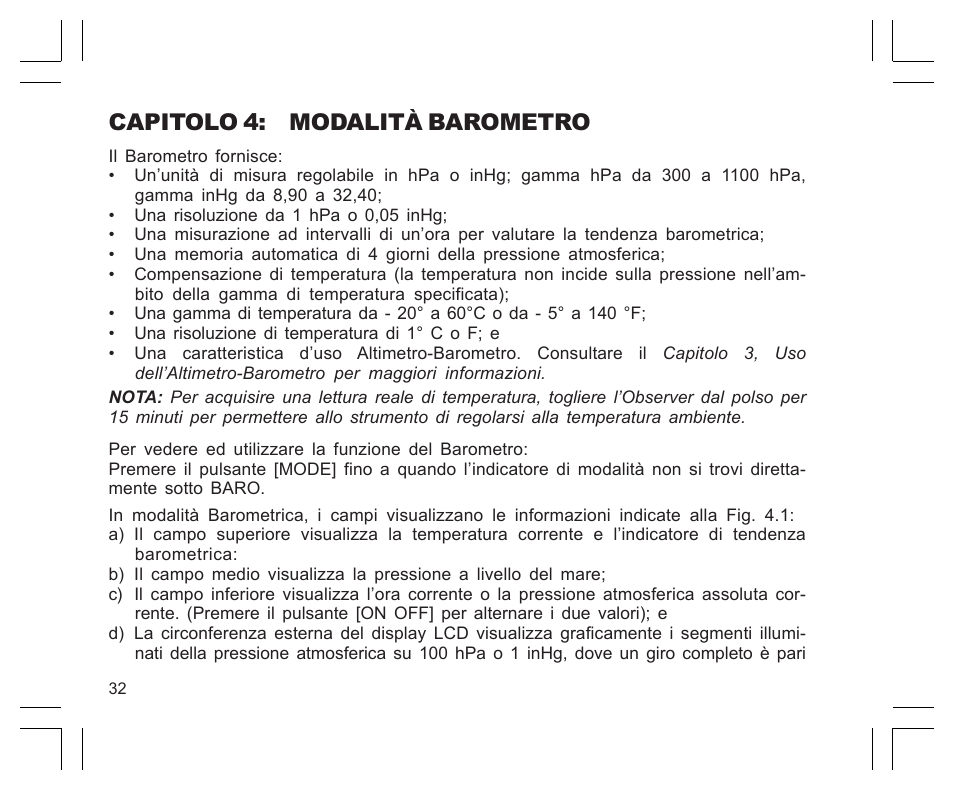 Capitolo 4: modalità barometro | SUUNTO Observer User Manual | Page 208 / 352