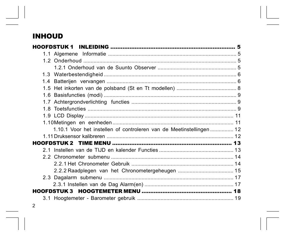 Inhoud | SUUNTO Observer User Manual | Page 224 / 352