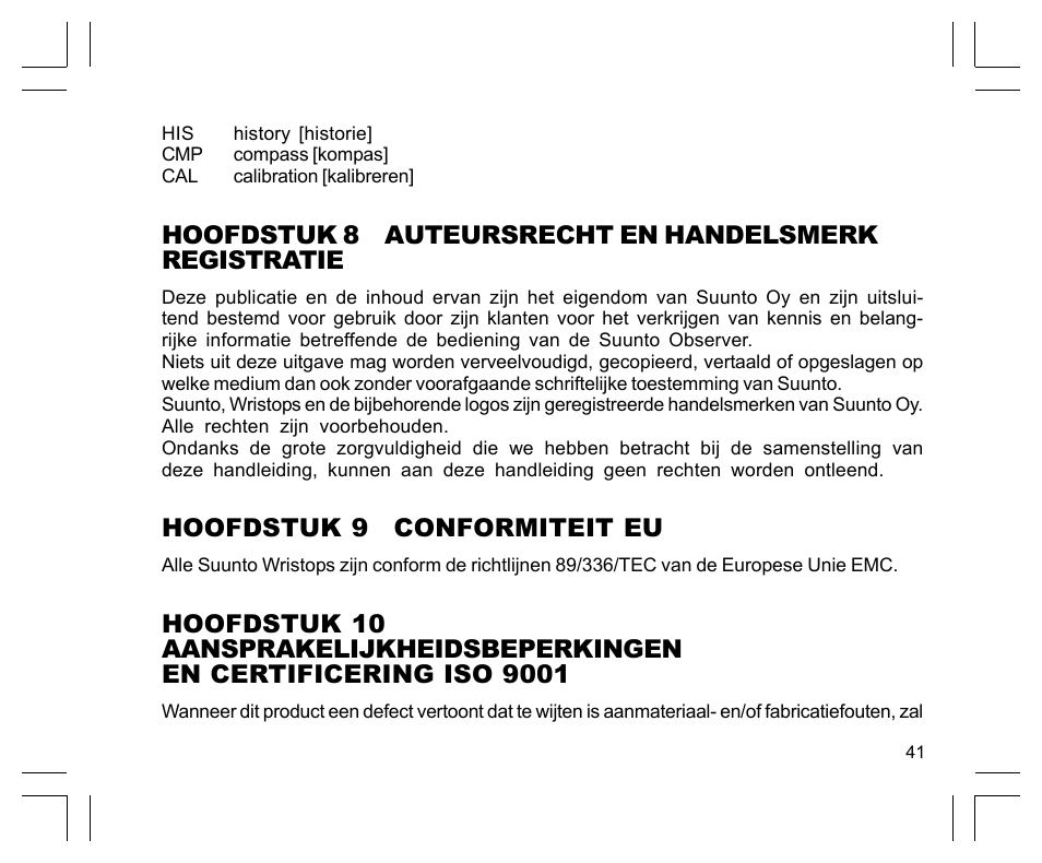 Hoofdstuk 9 conformiteit eu | SUUNTO Observer User Manual | Page 263 / 352