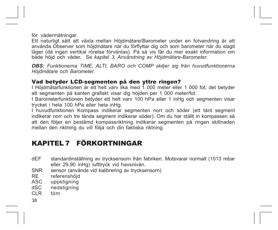 Kapitel 7 förkortningar | SUUNTO Observer User Manual | Page 342 / 352