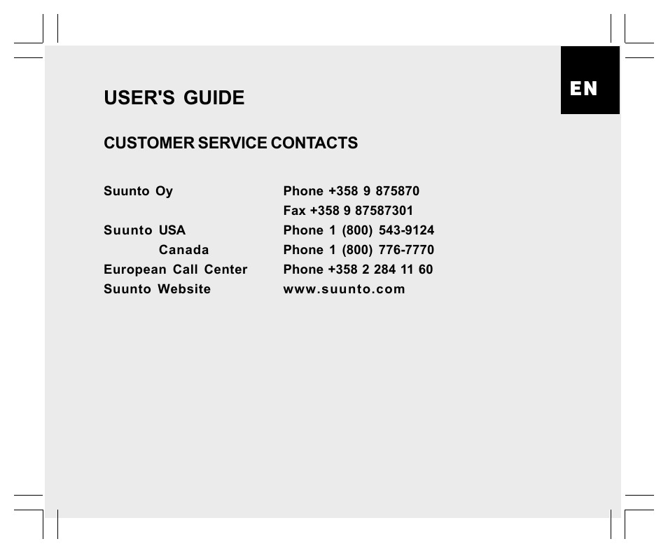 User's guide, Customer service contacts | SUUNTO Observer User Manual | Page 5 / 352