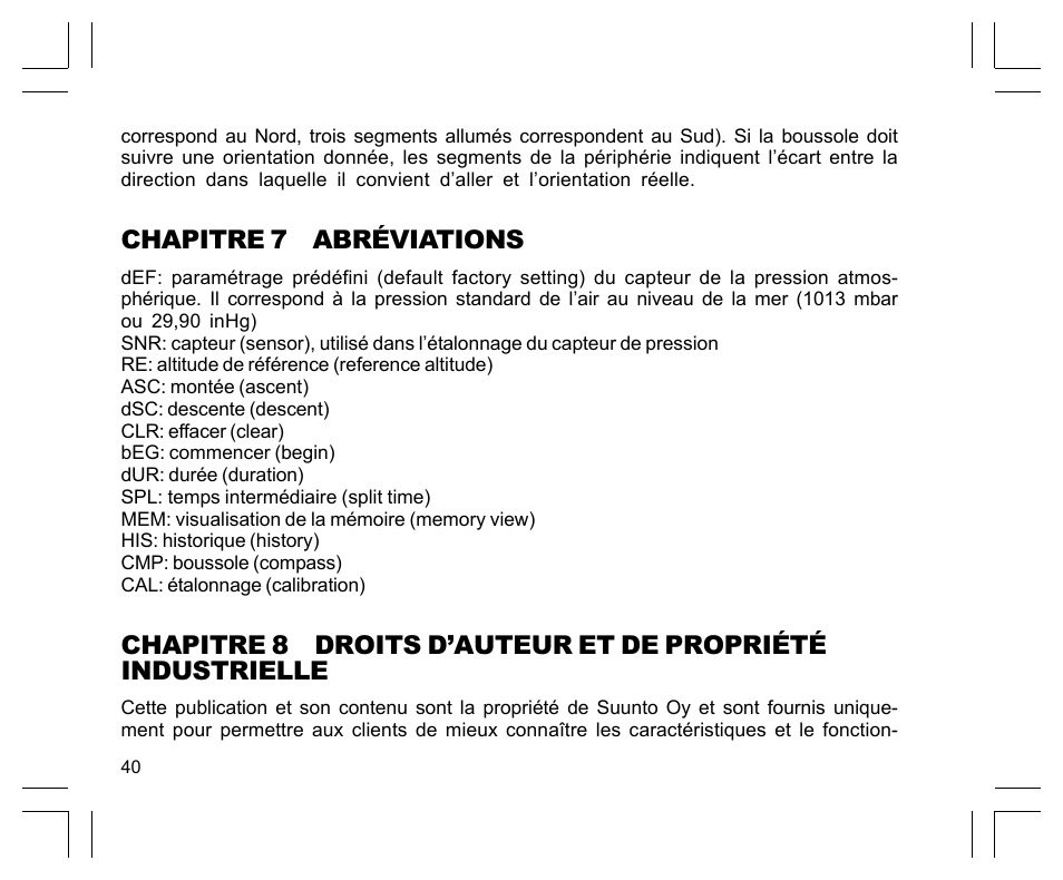 Chapitre 7 abréviations | SUUNTO Observer User Manual | Page 84 / 352