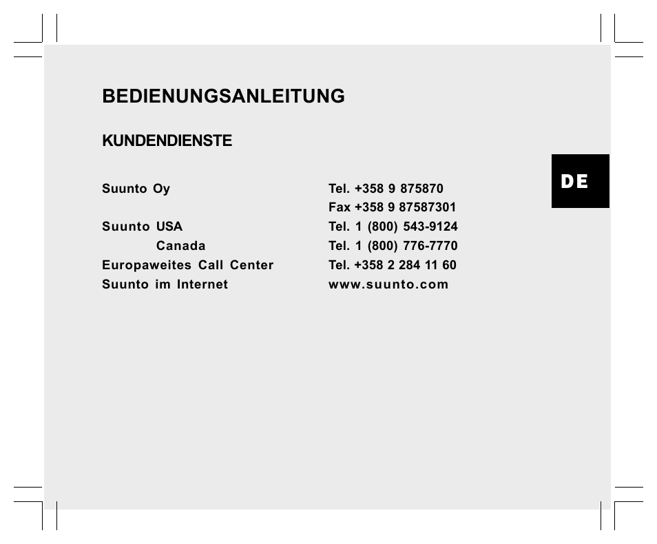Bedienungsanleitung, Kundendienste | SUUNTO Observer User Manual | Page 87 / 352