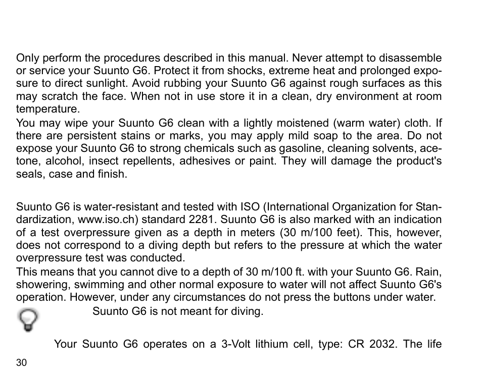 Care and maintenance | SUUNTO G6 & G6 Pro User Manual | Page 31 / 46