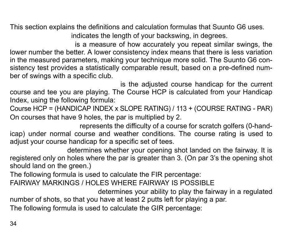 Definitions and calculation rules | SUUNTO G6 & G6 Pro User Manual | Page 35 / 46