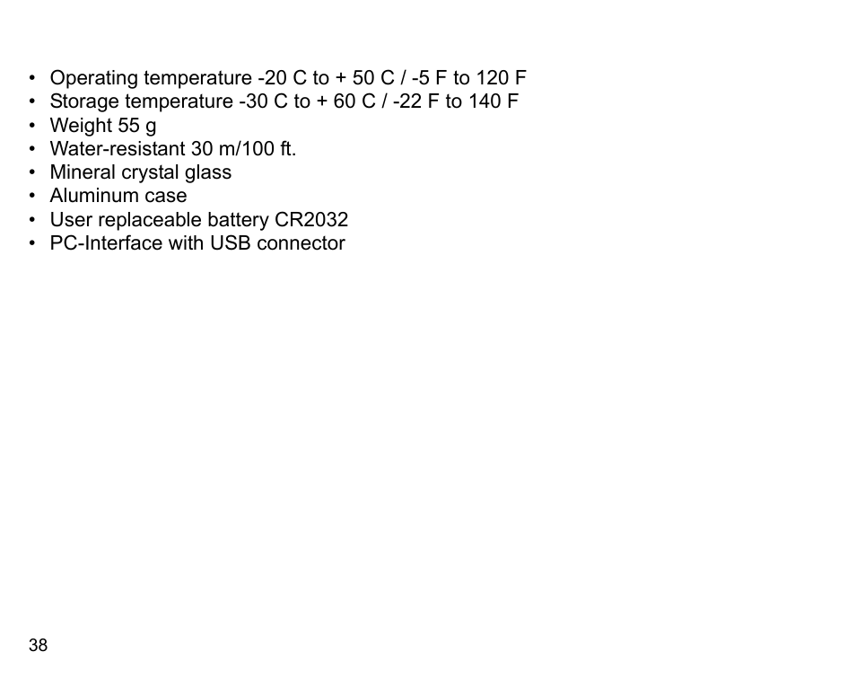 Technical specifications | SUUNTO G6 & G6 Pro User Manual | Page 39 / 46