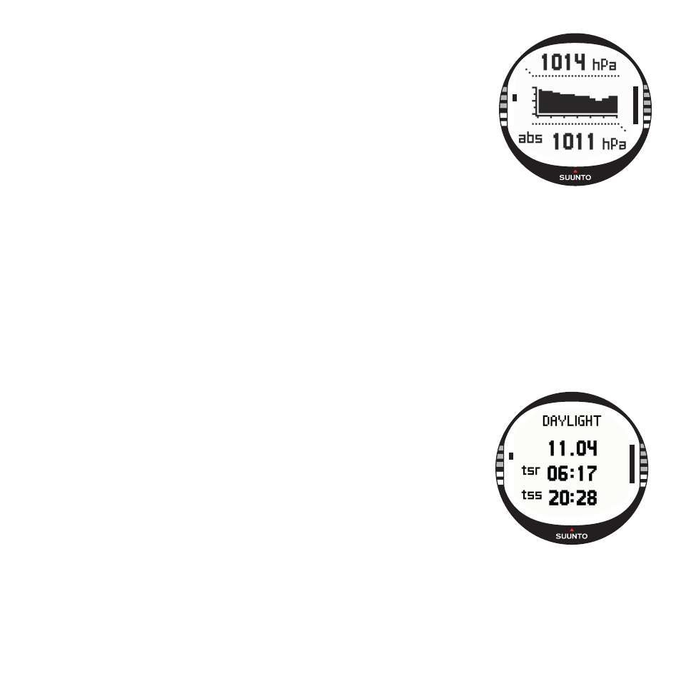 Baro use, Alti/baro data display | SUUNTO X10 User Manual | Page 28 / 98
