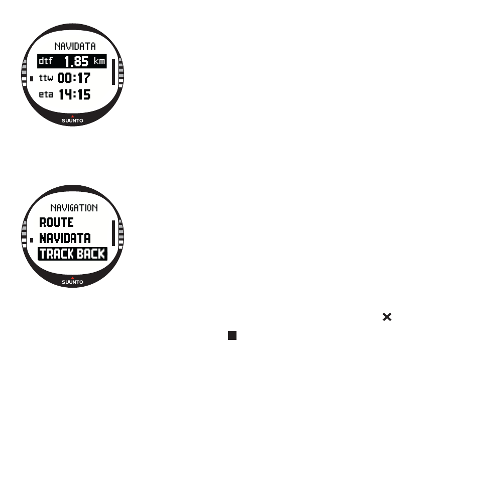 Track back (active track) | SUUNTO X10 User Manual | Page 49 / 98