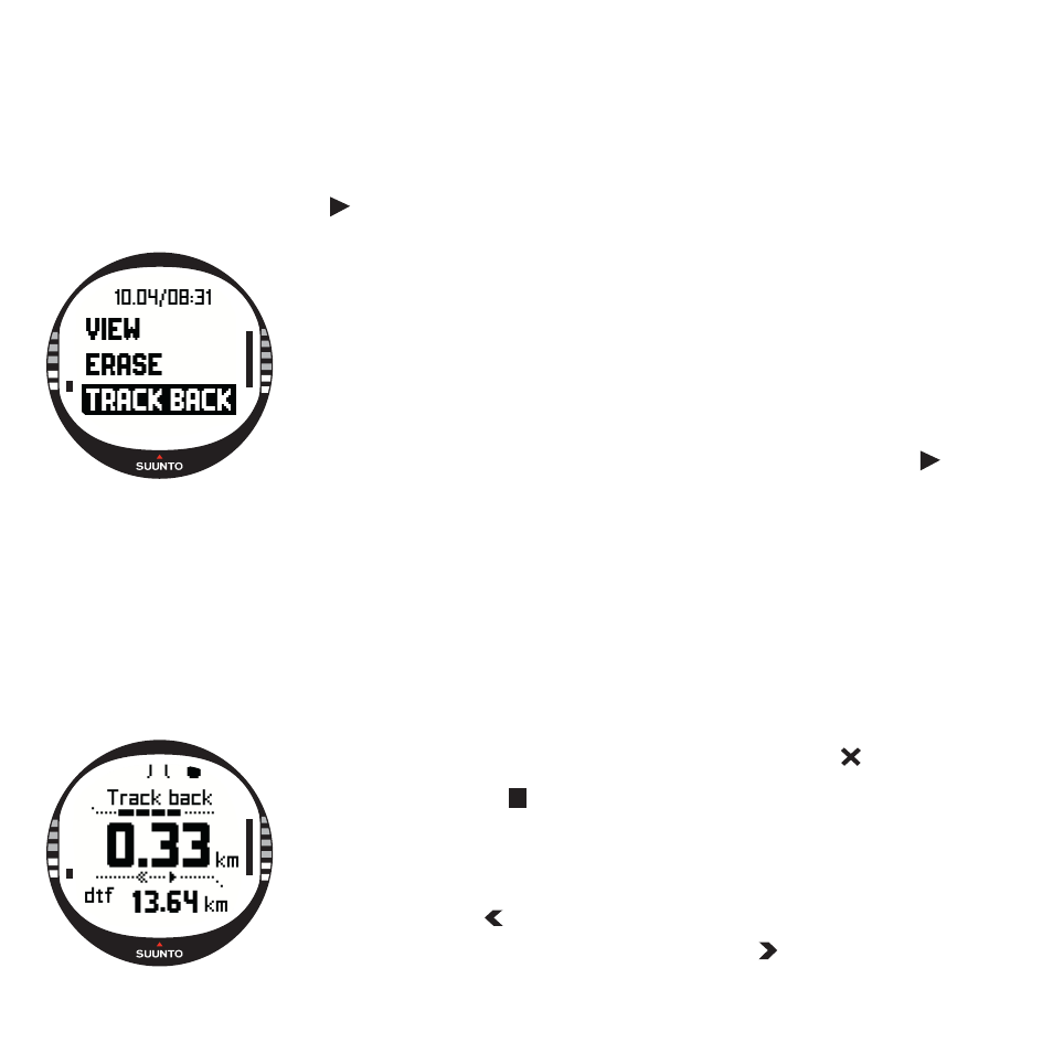 Track back (track log) | SUUNTO X10 User Manual | Page 55 / 98