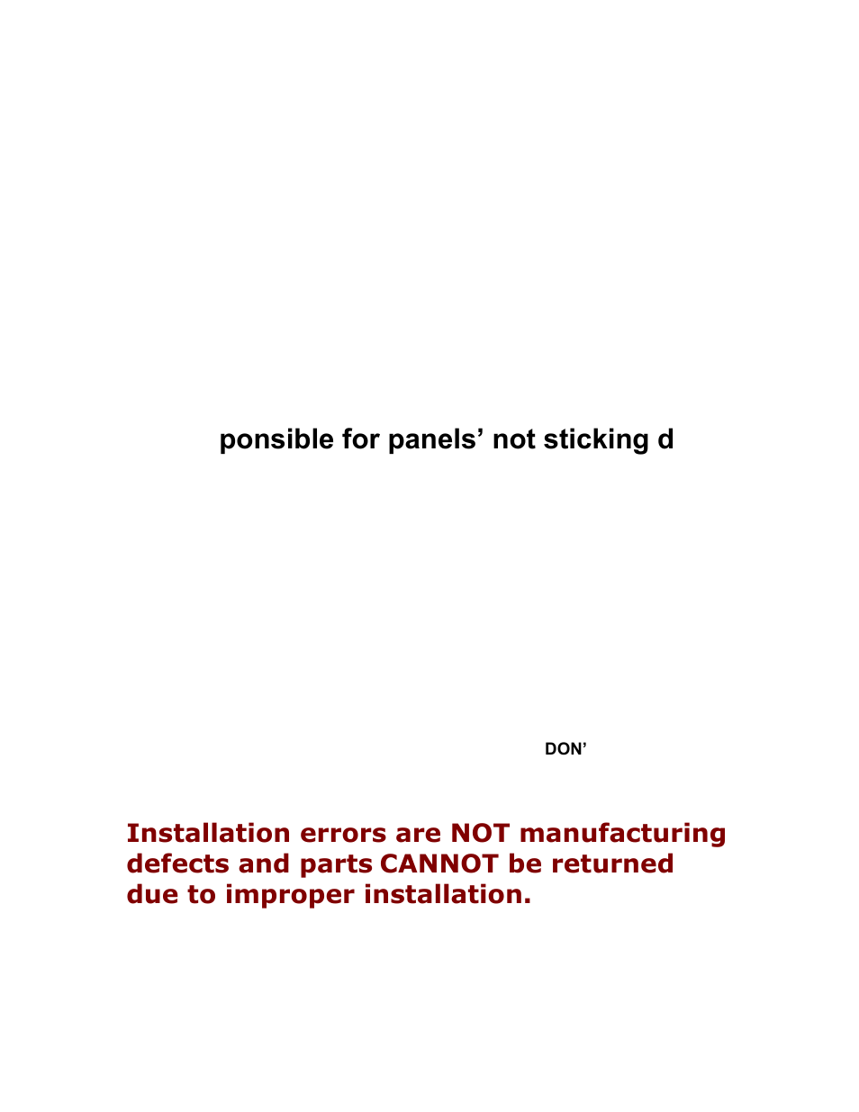 Cannot be returned due to improper installation | American Car Craft Camaro Door Panel Kick Plates Brushed Plain 2Pc 2010-2013 User Manual | Page 2 / 3