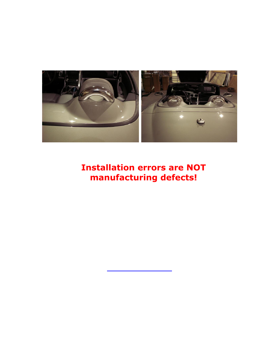 Installation errors are not manufacturing defects | American Car Craft Corvette Convertible Dress Up Hoops Polished 2005-2013 C6 User Manual | Page 3 / 3