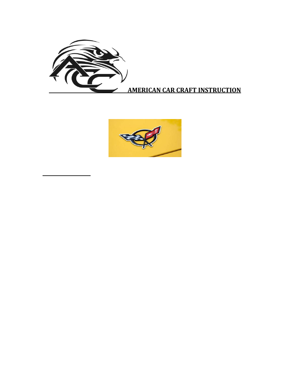 American Car Craft Corvette Convertible Waterfall Emblem Trim 1Pc 1998-2004 C5 User Manual | 1 page