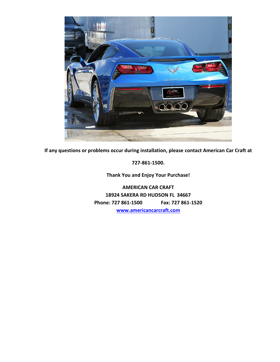 American Car Craft Corvette Stingray Rear Valance Vent Grilles Laser Mesh 2Pc Polished 2014+ C7 User Manual | Page 3 / 3