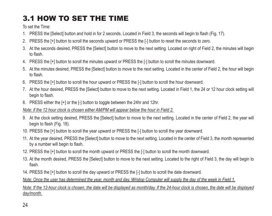 1 how to set the time | SUUNTO Vector HR User Manual | Page 31 / 61