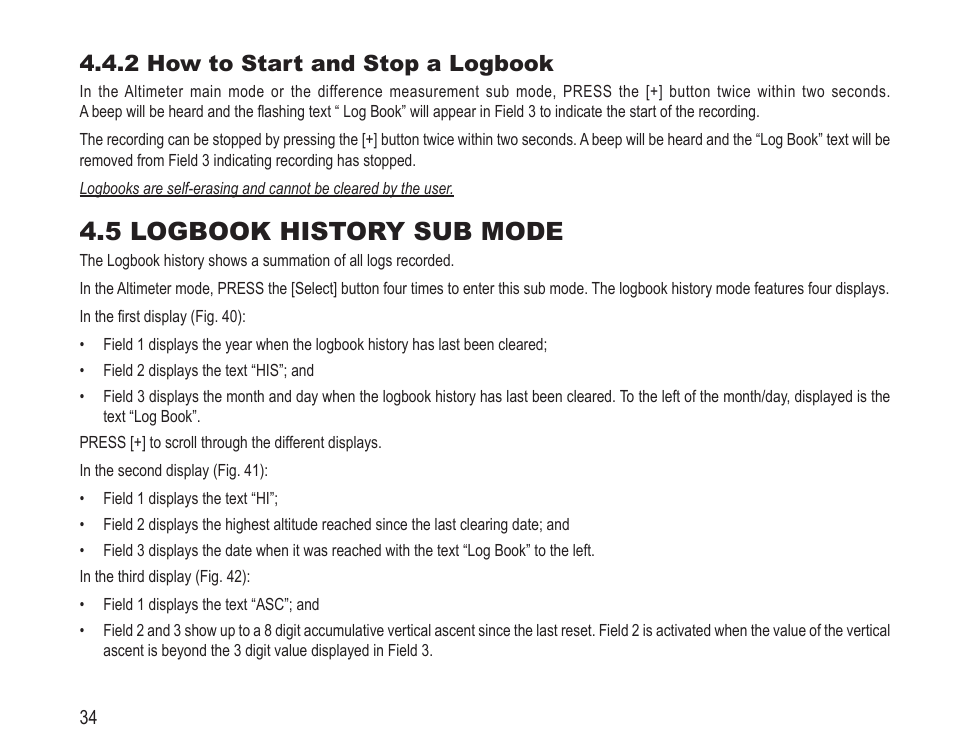 5 logbook history sub mode, 2 how to start and stop a logbook | SUUNTO Vector HR User Manual | Page 41 / 61