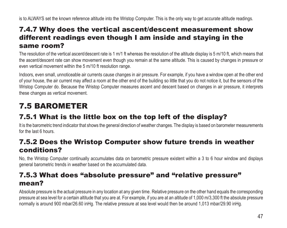 5 barometer | SUUNTO Vector HR User Manual | Page 54 / 61