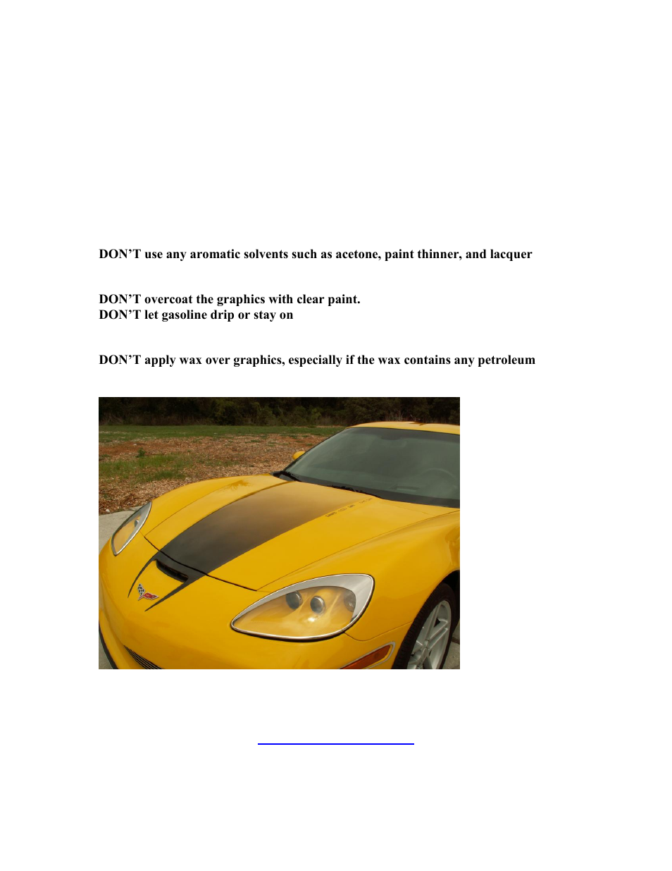 American Car Craft Corvette Hood Graphic Fade Large 2006-2013 Z06+ZR1+GS User Manual | Page 3 / 3