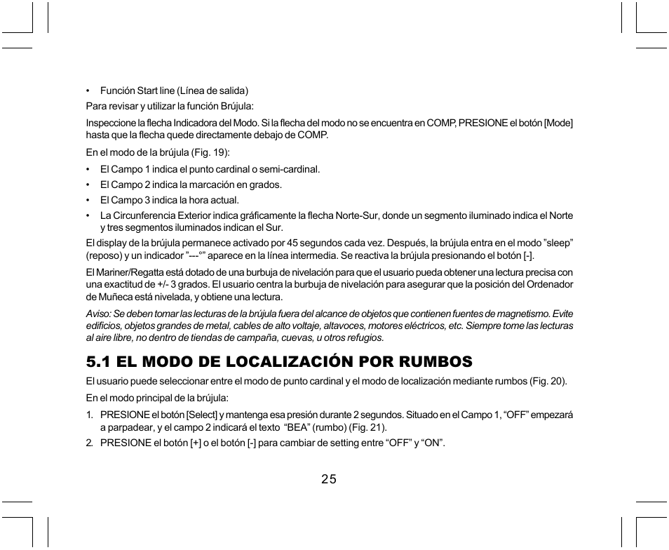 1 el modo de localización por rumbos | SUUNTO Yachtsman User Manual | Page 127 / 270