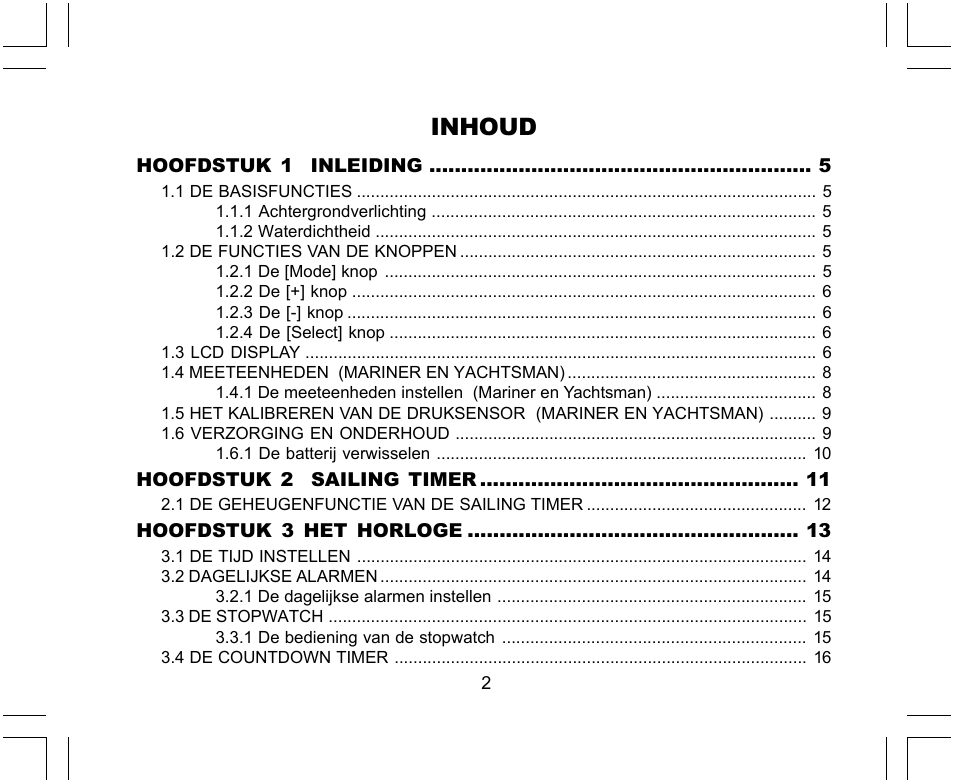 Inhoud | SUUNTO Yachtsman User Manual | Page 172 / 270