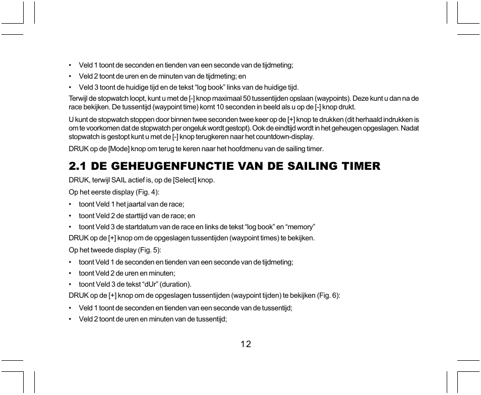 1 de geheugenfunctie van de sailing timer | SUUNTO Yachtsman User Manual | Page 182 / 270