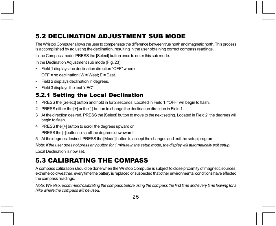 2 declination adjustment sub mode, 3 calibrating the compass | SUUNTO Yachtsman User Manual | Page 27 / 270